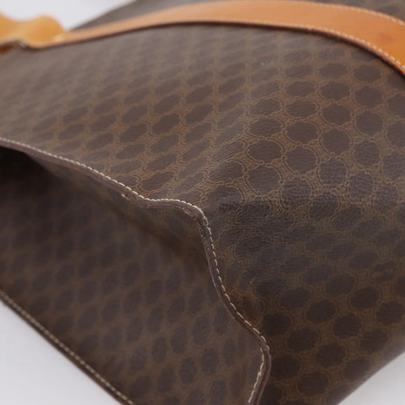 CELINE Macadam Canvas Tote Bag PVC Leather Brown Gold Auth ka5704