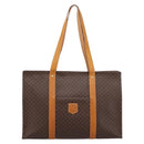 CELINE Macadam Canvas Tote Bag PVC Leather Brown Gold Auth ka5704-2