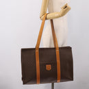 CELINE Macadam Canvas Tote Bag PVC Leather Brown Gold Auth ka5704-22