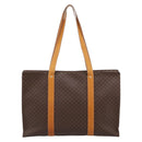 CELINE Macadam Canvas Tote Bag PVC Leather Brown Gold Auth ka5704-3