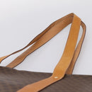 CELINE Macadam Canvas Tote Bag PVC Leather Brown Gold Auth ka5704-8