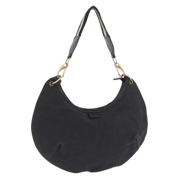GUCCI Sherry Line Shoulder Bag Canvas Black Gold 106663 Auth ka5705