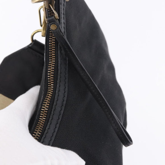 GUCCI Sherry Line Shoulder Bag Canvas Black Gold 106663 Auth ka5705