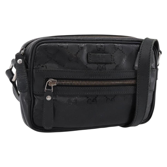 GUCCI GG Implementation Shoulder Bag PVC Black Silver 201447 Auth ka5707A