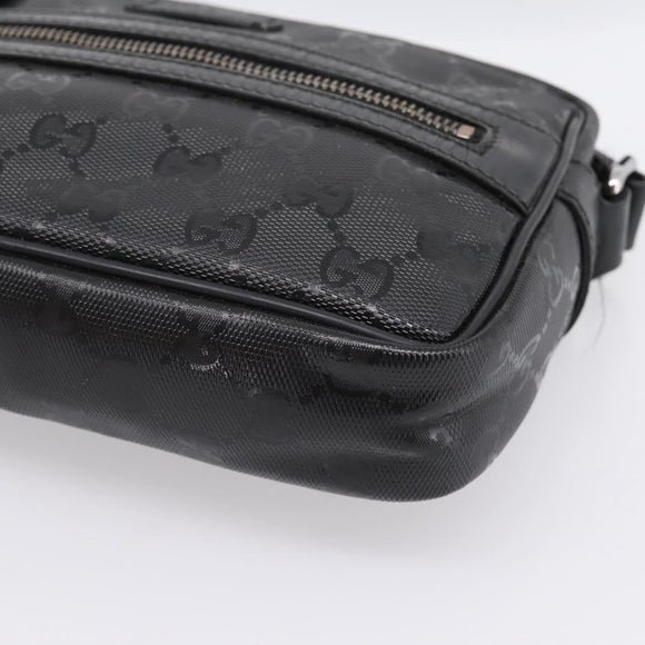 GUCCI GG Implementation Shoulder Bag PVC Black Silver 201447 Auth ka5707A