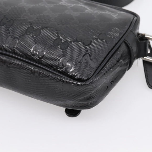 GUCCI GG Implementation Shoulder Bag PVC Black Silver 201447 Auth ka5707A