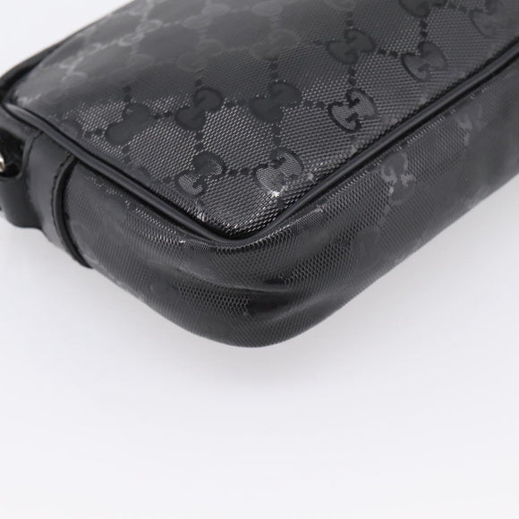 GUCCI GG Implementation Shoulder Bag PVC Black Silver 201447 Auth ka5707A