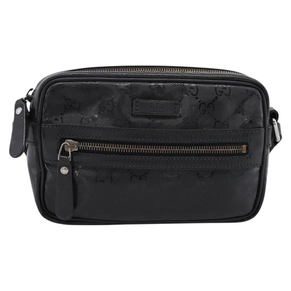 GUCCI GG Implementation Shoulder Bag PVC Black Silver 201447 Auth ka5707A