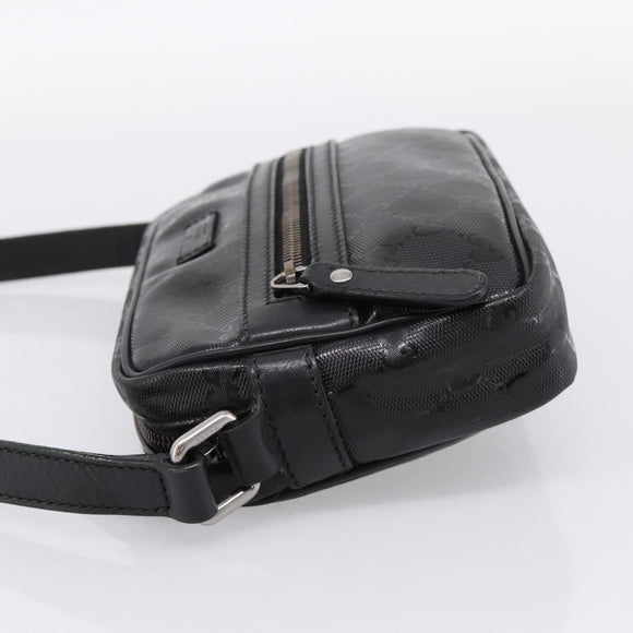 GUCCI GG Implementation Shoulder Bag PVC Black Silver 201447 Auth ka5707A
