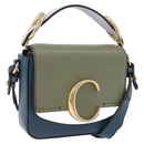 Chloe Chloe C Shoulder Bag Leather Blue Gold Auth ka5709A-1