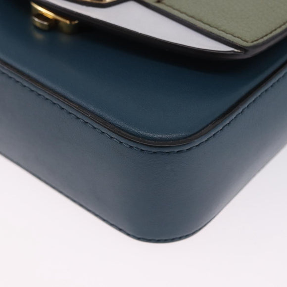 Chloe Chloe C Shoulder Bag Leather Blue Gold Auth ka5709A