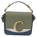Chloe Chloe C Shoulder Bag Leather Blue Gold Auth ka5709A-2
