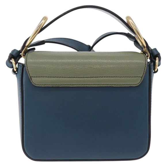 Chloe Chloe C Shoulder Bag Leather Blue Gold Auth ka5709A