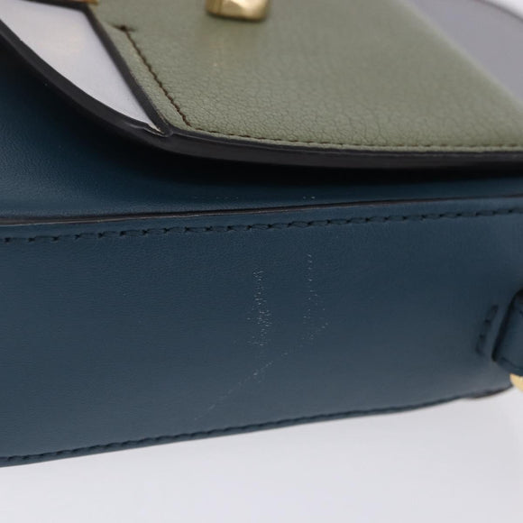 Chloe Chloe C Shoulder Bag Leather Blue Gold Auth ka5709A
