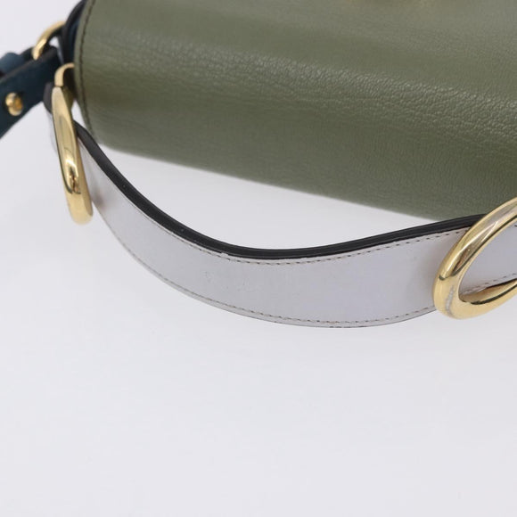 Chloe Chloe C Shoulder Bag Leather Blue Gold Auth ka5709A