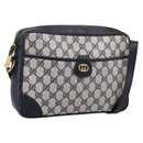 GUCCI GG Supreme Shoulder Bag PVC Navy Gold Auth ka5710-1