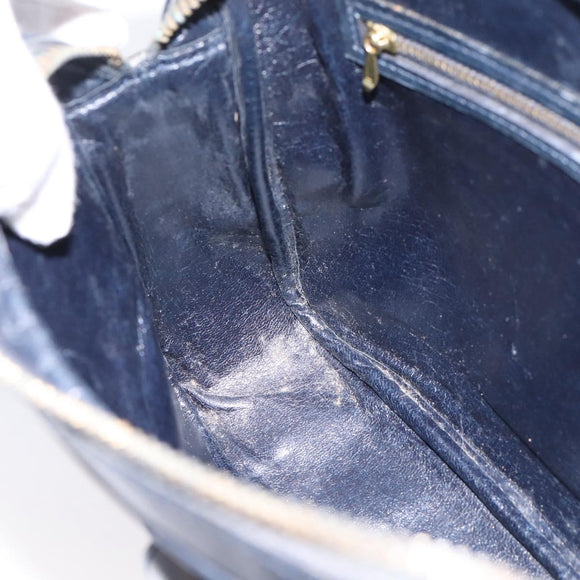 GUCCI GG Supreme Shoulder Bag PVC Navy Gold Auth ka5710
