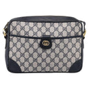 GUCCI GG Supreme Shoulder Bag PVC Navy Gold Auth ka5710-13