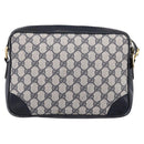 GUCCI GG Supreme Shoulder Bag PVC Navy Gold Auth ka5710-2