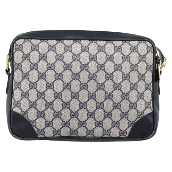 GUCCI GG Supreme Shoulder Bag PVC Navy Gold Auth ka5710