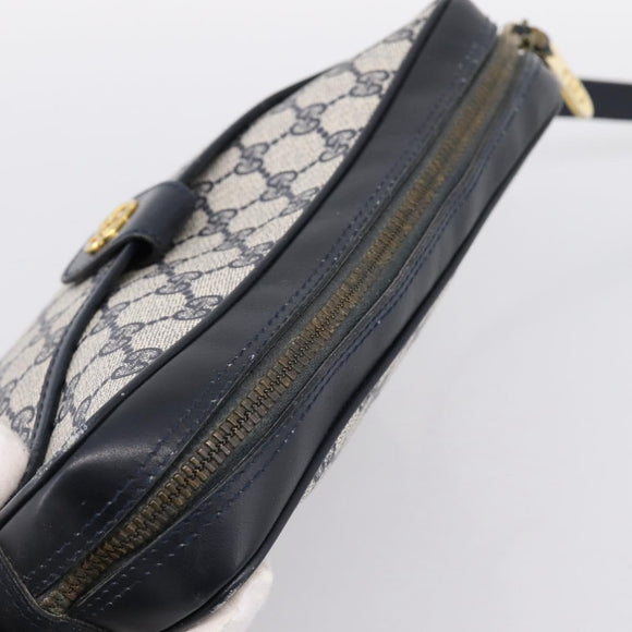 GUCCI GG Supreme Shoulder Bag PVC Navy Gold Auth ka5710