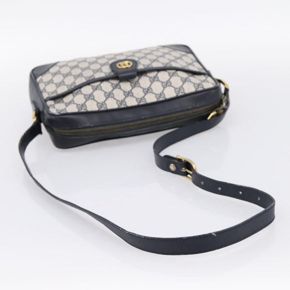 GUCCI GG Supreme Shoulder Bag PVC Navy Gold Auth ka5710