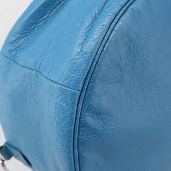 BALENCIAGA Air Hobo Hand Bag Leather 2way Blue Silver 466844 Auth ka5712A