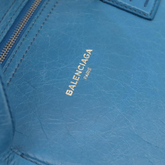 BALENCIAGA Air Hobo Hand Bag Leather 2way Blue Silver 466844 Auth ka5712A