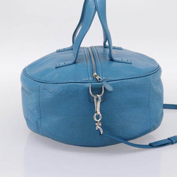 BALENCIAGA Air Hobo Hand Bag Leather 2way Blue Silver 466844 Auth ka5712A