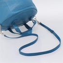 BALENCIAGA Air Hobo Hand Bag Leather 2way Blue Silver 466844 Auth ka5712A-9