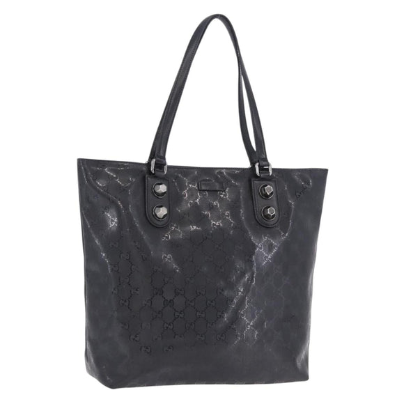 GUCCI GG Implementation Tote Bag PVC Black Silver 229848 Auth ka5714A