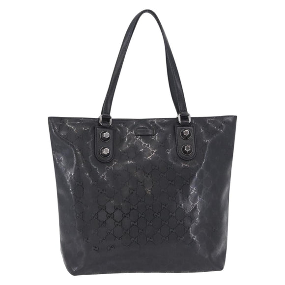 GUCCI GG Implementation Tote Bag PVC Black Silver 229848 Auth ka5714A