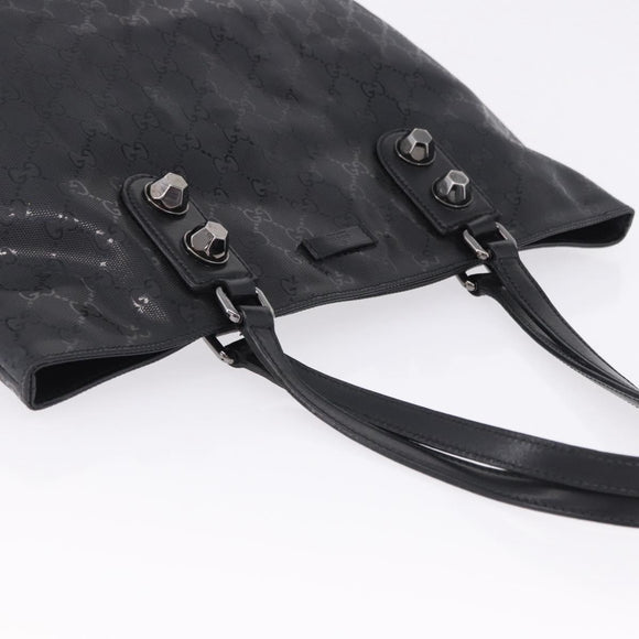 GUCCI GG Implementation Tote Bag PVC Black Silver 229848 Auth ka5714A