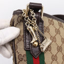 GUCCI GG Canvas Sherry Line Shoulder Bag Beige Gold 144388 Auth ka5715A-14