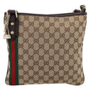 GUCCI GG Canvas Sherry Line Shoulder Bag Beige Gold 144388 Auth ka5715A-2