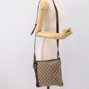 GUCCI GG Canvas Sherry Line Shoulder Bag Beige Gold 144388 Auth ka5715A-23