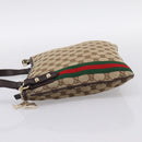 GUCCI GG Canvas Sherry Line Shoulder Bag Beige Gold 144388 Auth ka5715A-4