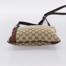 GUCCI GG Canvas Sherry Line Shoulder Bag Beige Gold 144388 Auth ka5715A-9