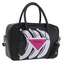 PRADA Hand Bag Leather 2way Black Silver Auth ka5717M-1