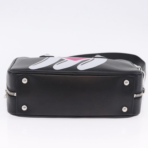PRADA Hand Bag Leather 2way Black Silver Auth ka5717M