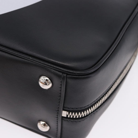 PRADA Hand Bag Leather 2way Black Silver Auth ka5717M