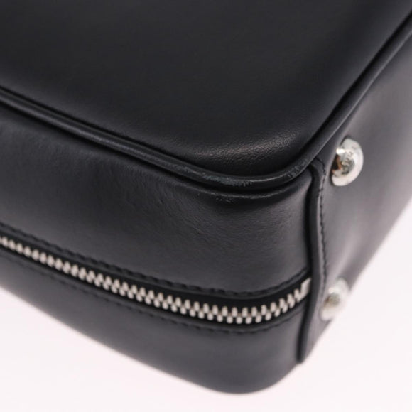 PRADA Hand Bag Leather 2way Black Silver Auth ka5717M