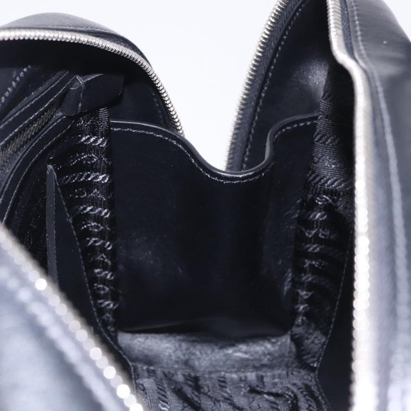 PRADA Hand Bag Leather 2way Black Silver Auth ka5717M