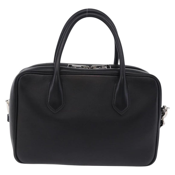 PRADA Hand Bag Leather 2way Black Silver Auth ka5717M