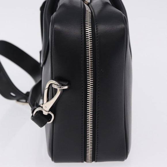 PRADA Hand Bag Leather 2way Black Silver Auth ka5717M
