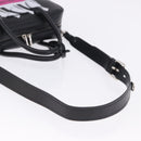 PRADA Hand Bag Leather 2way Black Silver Auth ka5717M-8