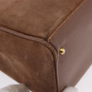 GUCCI Bamboo Hand Bag Suede Brown Gold 000 123 0316 Auth ka5718-9