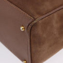 GUCCI Bamboo Hand Bag Suede Brown Gold 000 123 0316 Auth ka5718-14