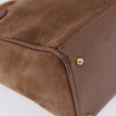 GUCCI Bamboo Hand Bag Suede Brown Gold 000 123 0316 Auth ka5718-15