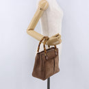 GUCCI Bamboo Hand Bag Suede Brown Gold 000 123 0316 Auth ka5718-22